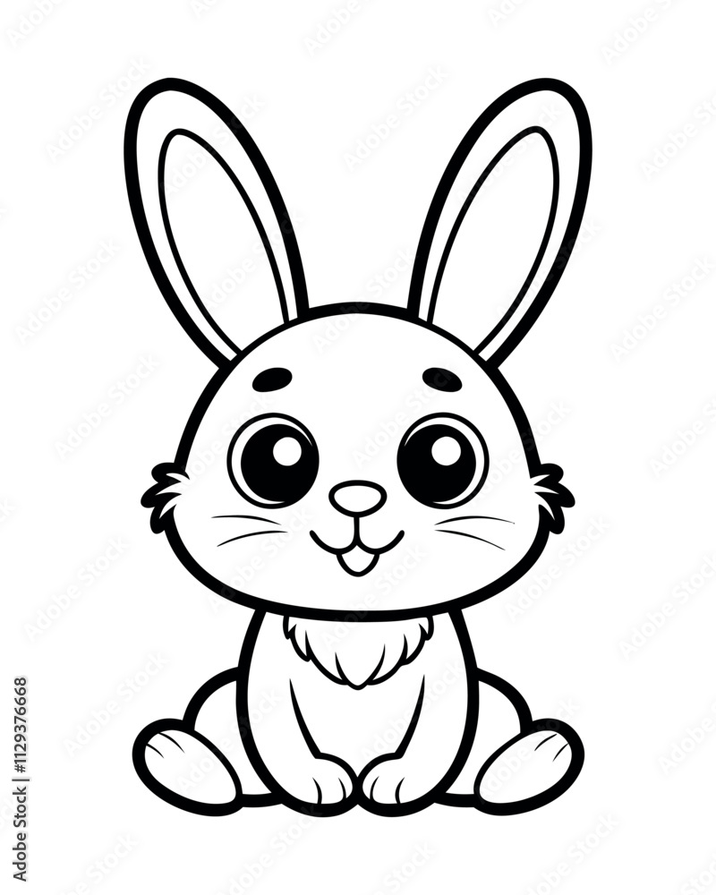 rabbit coloring page vector design for kids Stock Vector | Adobe Stock