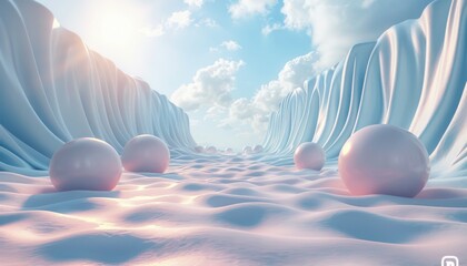 A white and blue sky with clouds and a white and blue ocean
