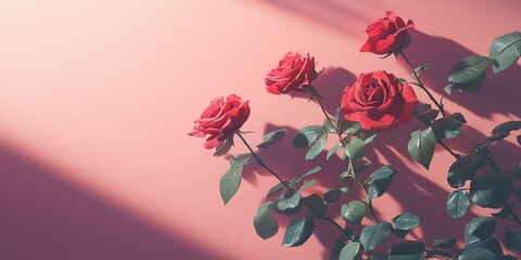 Sticker - Red Roses on Pink Wall