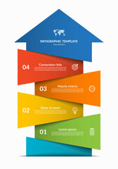 Wall Mural - Upward arrow infographic template. Business growth concept with 4 steps, options, parts. Can be used for diagram, chart, web design. Vector illustration.