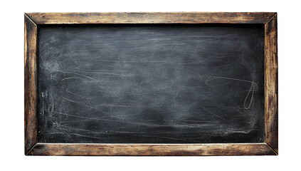 A classic wooden-framed blackboard with a blank surface.