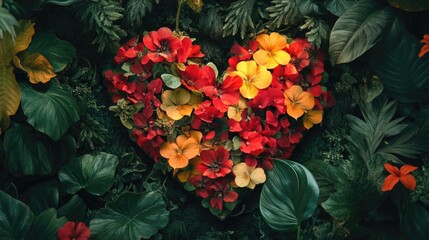 Wall Mural - Heart-shaped flower arrangement