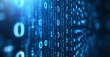 © PhotoArtHub - Digital binary code flowing in a futuristic blue backdrop representing data processing and technology