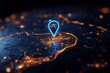 © Helen - Digital map highlighting a city location with glowing lights at night showcasing urban vibrancy and navigation