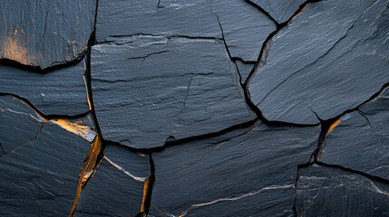 Sticker - Textured black slate surface with natural cracks and crevices, showcasing a rugged and earthy appearance.