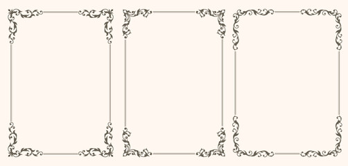 Wall Mural - Set of Decorative vintage frames and borders set