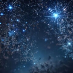 Wall Mural - abstract blue background with bokeh featuring a cluster of stars and constellations, modern, cosmic,