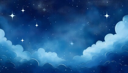 Wall Mural - abstract blue starry background with clouds creative banner illustration copy space for text