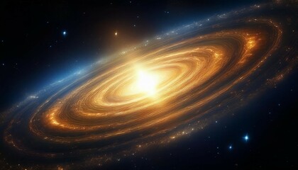 Wall Mural - a stunning elliptical galaxy illuminated by golden light against a starry background