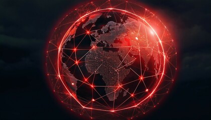 Poster - global connectivity visualized with red data lines and dots