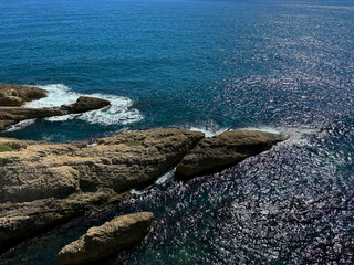 Poster - Rugged cliffs in Mediterranean blue sea.