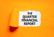 © Dzmitry - 3rd quarter financial report symbol. Concept words 3rd quarter financial report on beautiful white paper. Beautiful orange background. Business 3rd quarter financial report concept. Copy space.