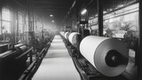 Paper rolls in a factory.