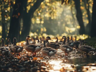 Poster - Ducks on Riverbank