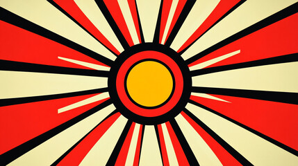 Wall Mural - Red and Yellow Sunburst Background  Retro Design  Radial Stripes  Vintage Graphic