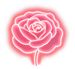 Sticker - PNG Light neon rose flower.