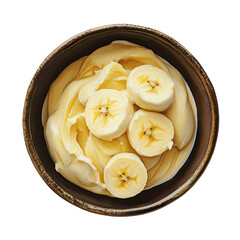 Poster - Delicious Bowl of Healthy Frozen Yogurt with Bananas Isolated on a Transparent Background