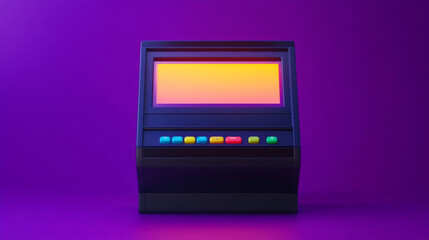 Retro ATM Machine  Colorful Buttons  Digital Display  80s Style  Finance  Transaction  Ban