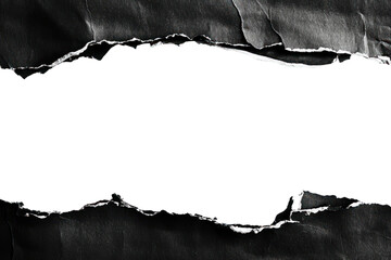 Wall Mural - PNG Border frame ripped paper background black white.