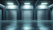 © Daniel - Industrial Garage Interior  Metal Doors  Concrete Floor  Lighting