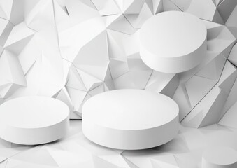 Aufkleber - Abstract white geometric background with three cylindrical platforms.