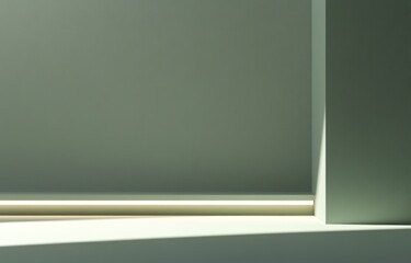 Leinwandbilder - Minimalist green wall with light strip.