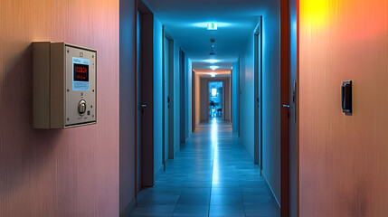 Wall Mural - An apartment entrance corridor with a circuit breaker on the corridor wall.