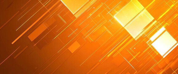 Poster - Abstract orange background with glowing lines and shapes.