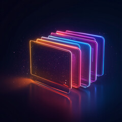 code repository with glowing folder icons in an abstract programming design