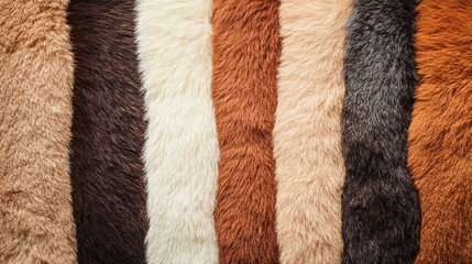 a collection of fur swatches showcasing intricate hide patterns, luxurious textures, and the variety