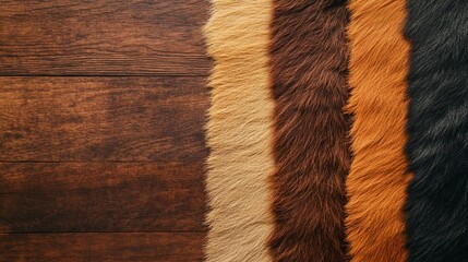 a collection of fur swatches showcasing intricate hide patterns, luxurious textures, and the variety