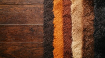 a collection of fur swatches showcasing intricate hide patterns, luxurious textures, and the variety