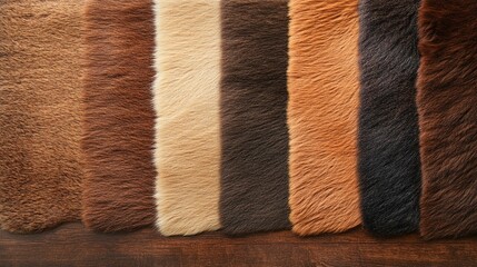 a collection of fur swatches showcasing intricate hide patterns, luxurious textures, and the variety