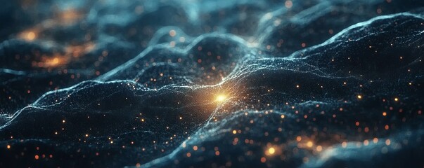 Wall Mural - glowing dots and lines representing neural network, machine learning, ai connectivity