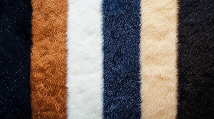a variety of raw fur materials featuring natural patterns and textures, neatly arranged to emphasize