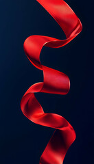 Wall Mural - a red ribbon flowing in an abstract wavy design  -