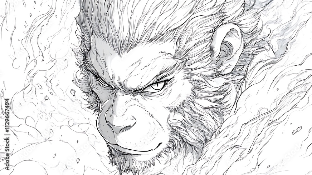 Playful monkey anime art featuring dynamic character design Stock ...