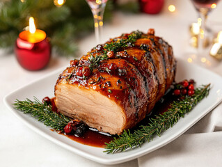 Poster - roast pork on Christmas table