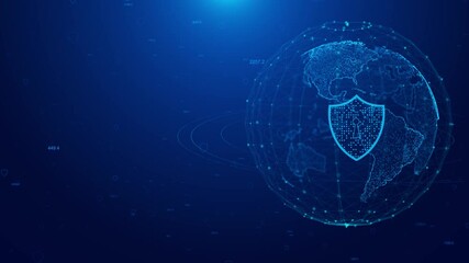 Wall Mural - shield icon cyber security secure network shield, illustrating concepts of data protection on a glob