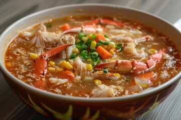 Poster - Chinese soup with crab carrot corn