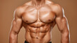 © ChimE - Intense closeup of a muscular athlete showcasing strength and determination after an intense weight training session.
