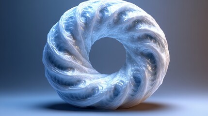 A white object with a blue swirl pattern