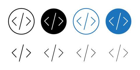 Code icon Thin line vector illustration set