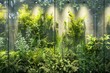© VolumeThings - Green plants with artificial lighting in a printed layout wide section rendered in 3D