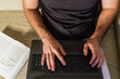 © ADDICTIVE STOCK - Social Media Work from Home with Laptop and Documents