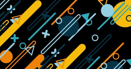 Wall Mural - geometric shape abstract loop animation. infinity motion graphic shapes loop animation on black back