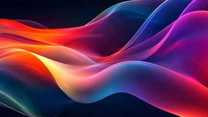 Poster - Abstract colorful wave pattern with vibrant gradients on dark background, digital art concept
