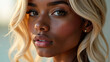 © Ksu - Portrait of a tanned blonde girl with green eyes close-up
