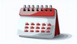 © Pastel - A red spiral-bound calendar displaying dates and icons, symbolizing organization, scheduling, and planning.
