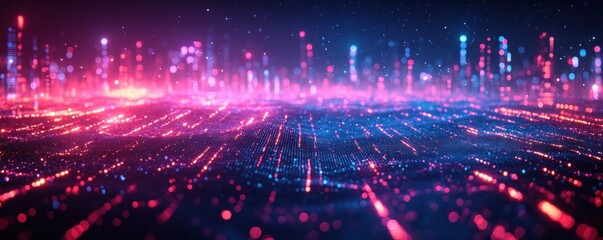 Futuristic Digital Background for Technology Processes Artificial Intelligence Neural Networks Data Communication Encryption
